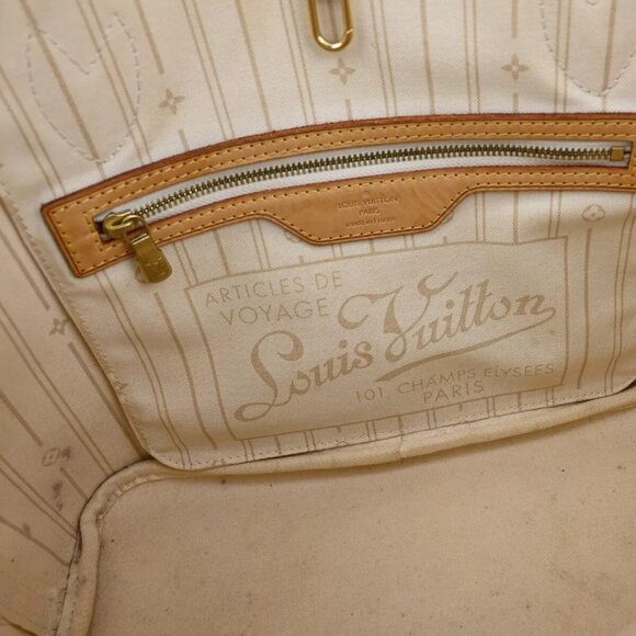 LOUIS VUITTON Neverfull PM Shoulder Tote Bag Damier Azur Leather - Picture 13 of 16